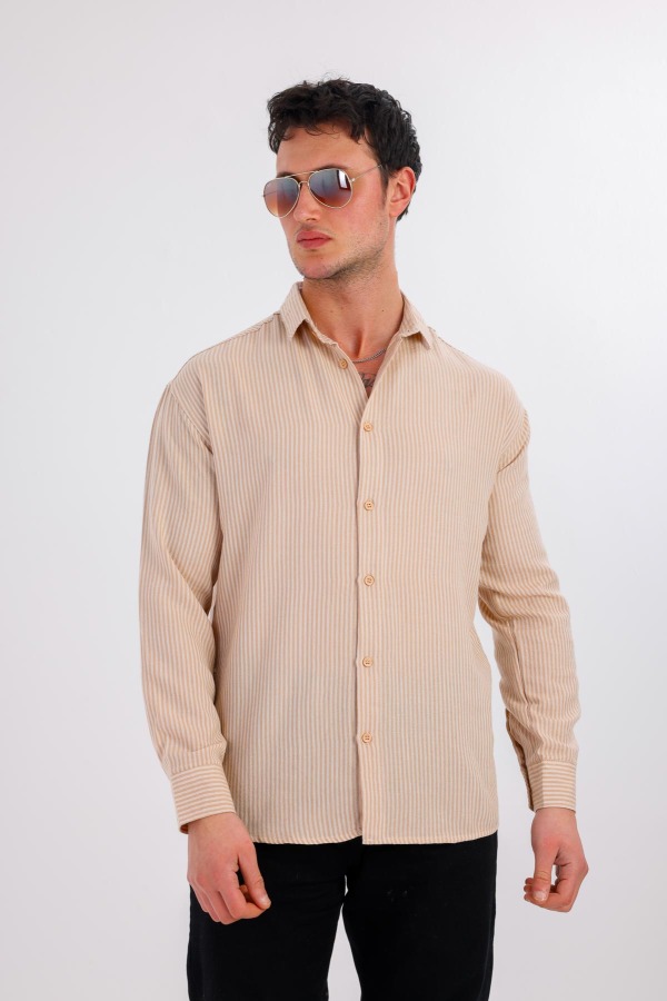 ALTARIS Uzun Kollu Çizgili Gömlek - Sarı - Decas