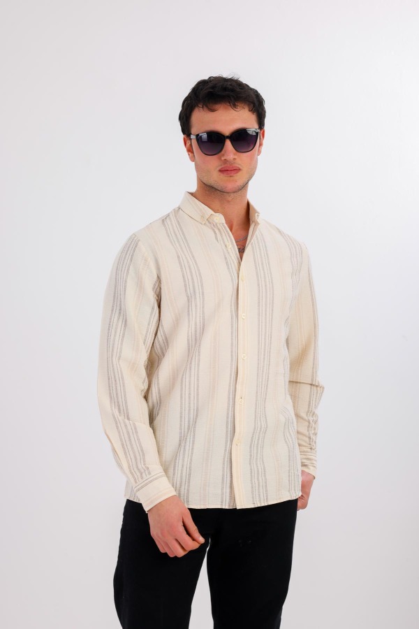 AMICA Uzun Kollu Gömlek - Krem - Decas