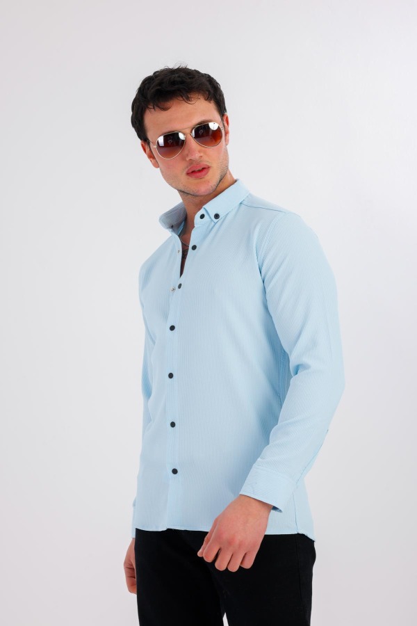 AQUAFERA Uzun Kollu Gömlek - Açık Mavi - Decas