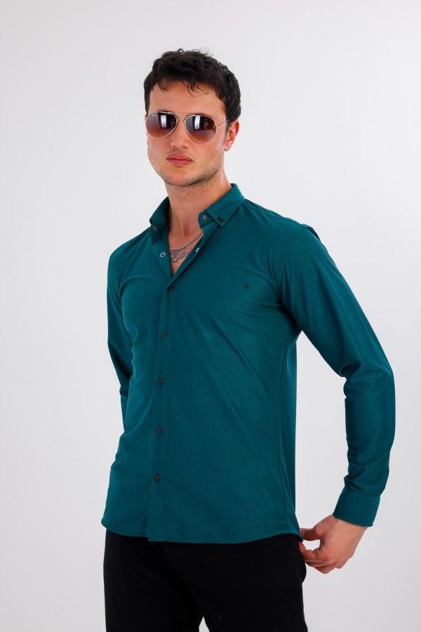 AQUAFERA Uzun Kollu Gömlek - Yeşil - Decas (1)