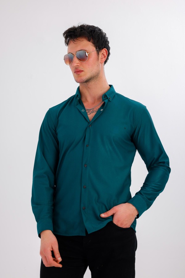 AQUAFERA Uzun Kollu Gömlek - Yeşil - Decas