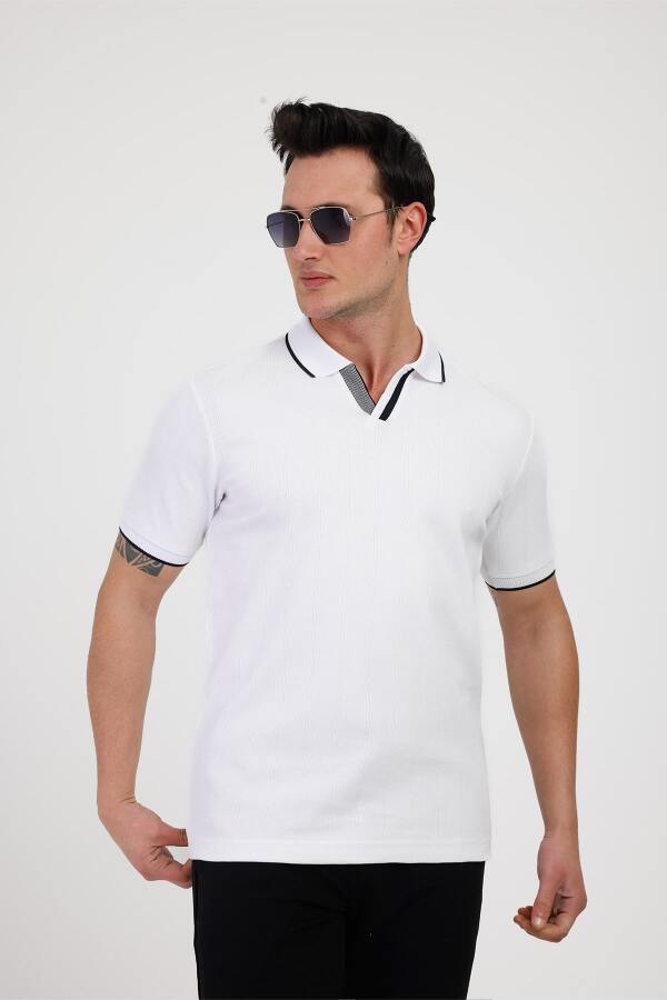 AUDAX Polo Yaka Pamuklu Tişört - Beyaz - Decas (1)