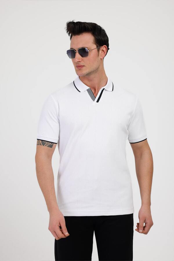 AUDAX Polo Yaka Pamuklu Tişört - Beyaz - Decas