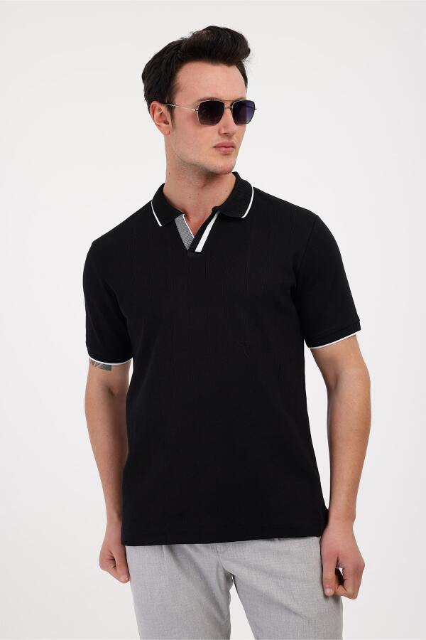 AUDAX Polo Yaka Pamuklu Tişört - Siyah - Decas