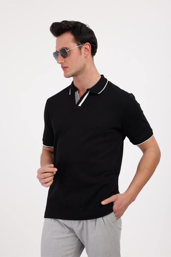 AUDAX Polo Yaka Pamuklu Tişört - Siyah - Decas (1)