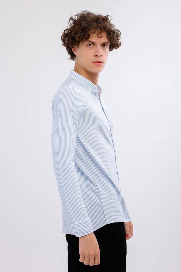 AXIS Uzun Kollu Çizgili Gömlek - Açık Mavi - Decas (1)