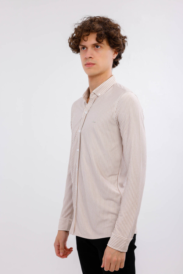 AXIS Uzun Kollu Çizgili Gömlek - Sarı - Decas