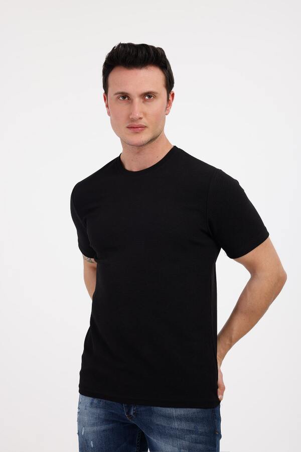 BASIC&COOL Bisiklet Yaka Pamuklu Tişört - Siyah - Decas