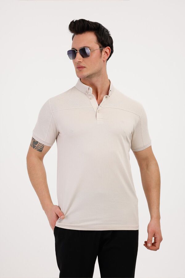 BLAZE Polo Yaka Pamuklu Tişört - Bej - Decas
