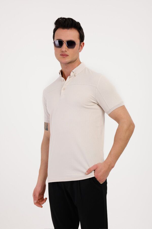 BLAZE Polo Yaka Pamuklu Tişört - Bej - Decas (1)