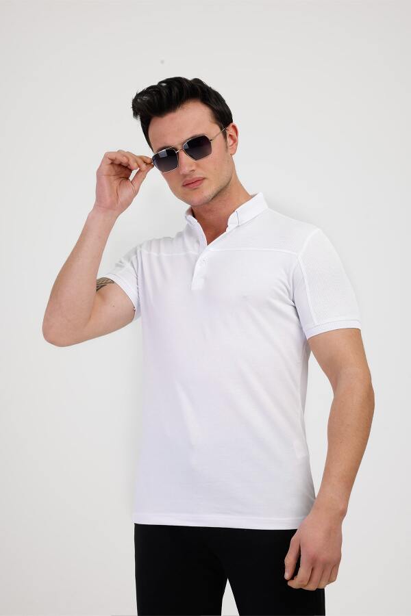 BLAZE Polo Yaka Pamuklu Tişört - Beyaz - Decas (1)