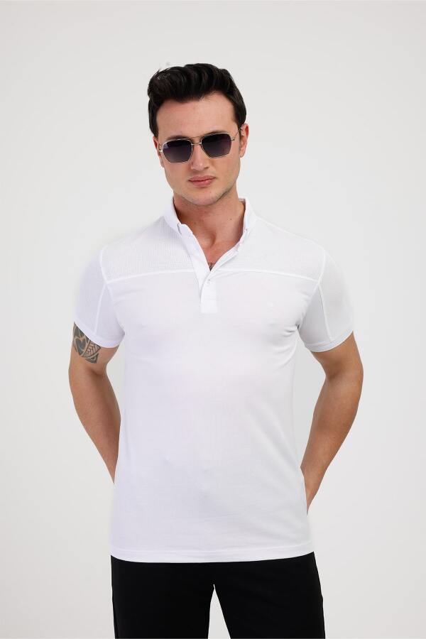 BLAZE Polo Yaka Pamuklu Tişört - Beyaz - Decas