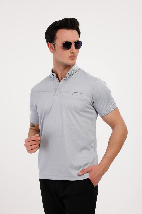 BREEZE Polo Yaka Pamuklu Tişört - Gri - Decas