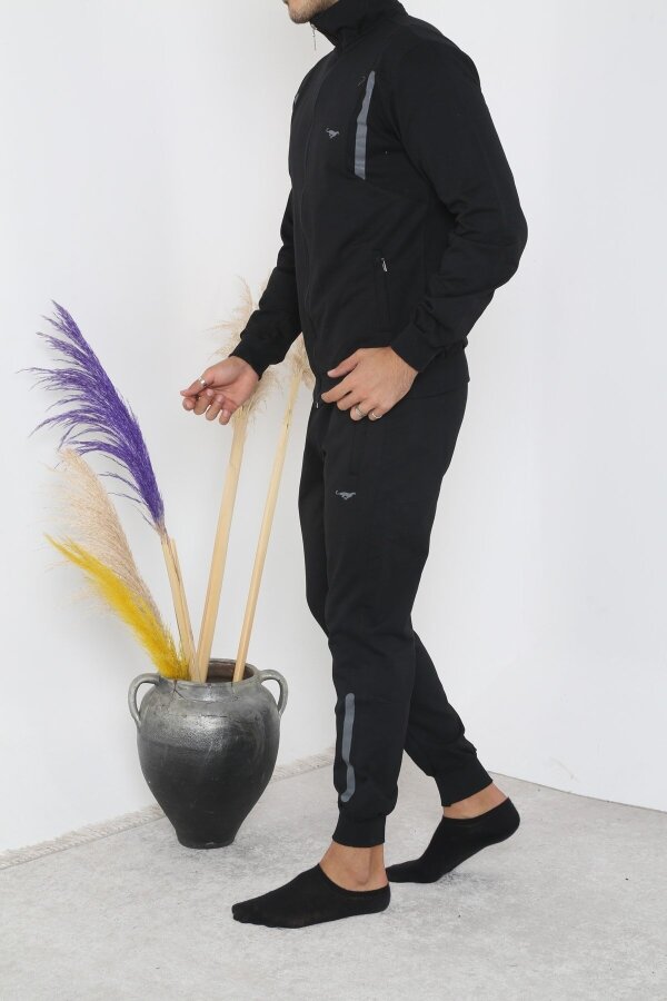 Erkek Dik Yaka Fermuarlı Eşofman Takım - Siyah - Decas (1)