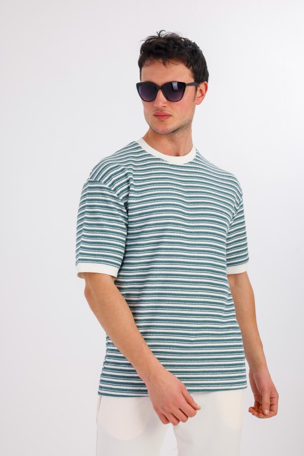 FULGORA Bisiklet Yaka Pamuklu Tişört - Mavi - Decas (1)