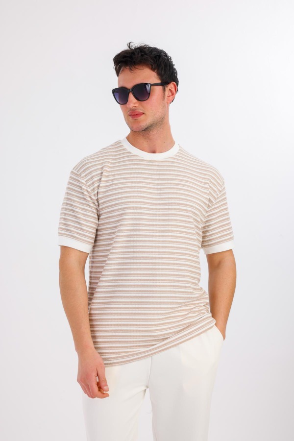 FULGORA Bisiklet Yaka Pamuklu Tişört - Sarı - Decas