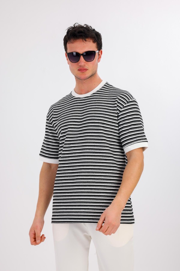 FULGORA Bisiklet Yaka Pamuklu Tişört - Siyah - Decas