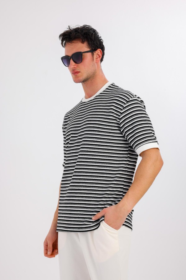 FULGORA Bisiklet Yaka Pamuklu Tişört - Siyah - Decas (1)