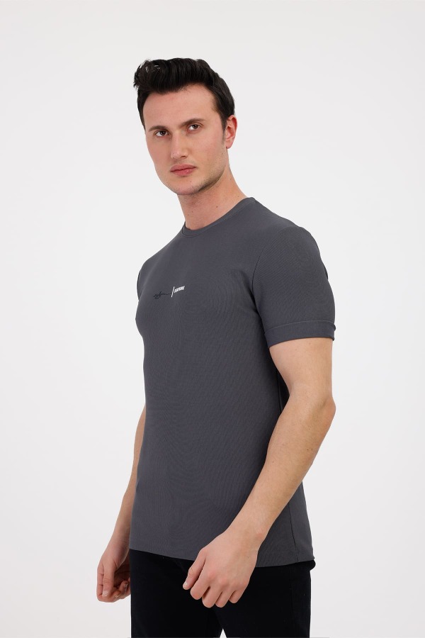 FUTURE Bisiklet Yaka Pamuklu Tişört - Antrasit - Decas (1)