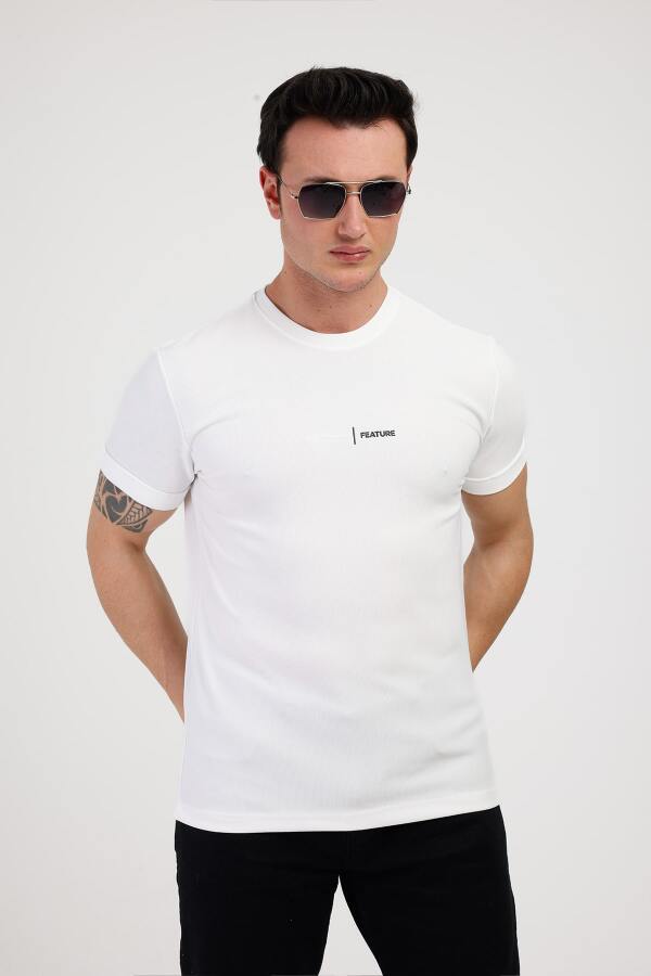 FUTURE Bisiklet Yaka Pamuklu Tişört - Beyaz - Decas