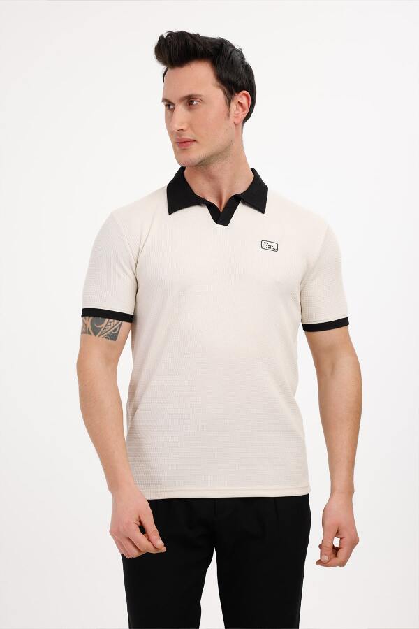 GALAXY Polo Yaka Pamuklu Tişört - Bej - Decas