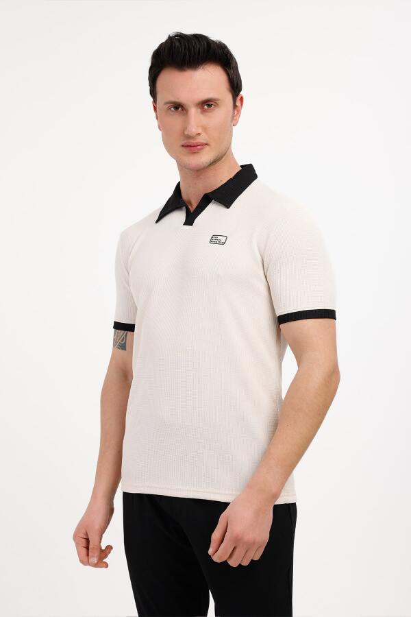 GALAXY Polo Yaka Pamuklu Tişört - Bej - Decas (1)