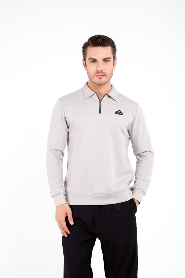 Gellum Uzun Kol Yarı Fermuarlı Kazak - Gri - Decas