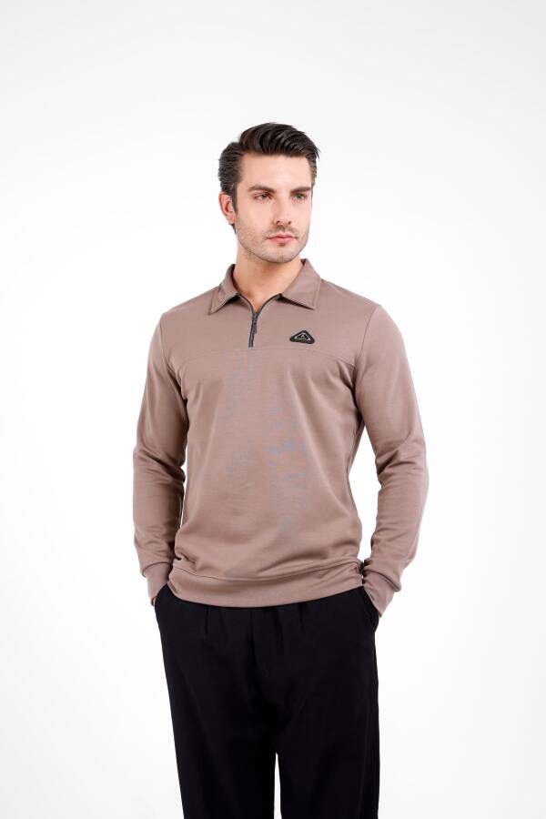 Gellum Uzun Kol Yarı Fermuarlı Kazak - Kahve - Decas (1)