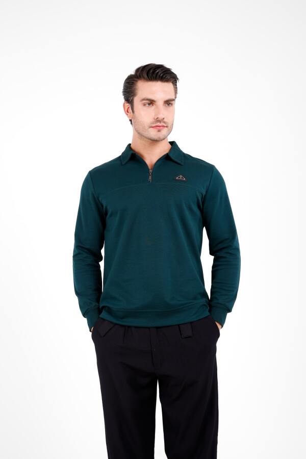 Gellum Uzun Kol Yarı Fermuarlı Kazak - Mint - Decas (1)