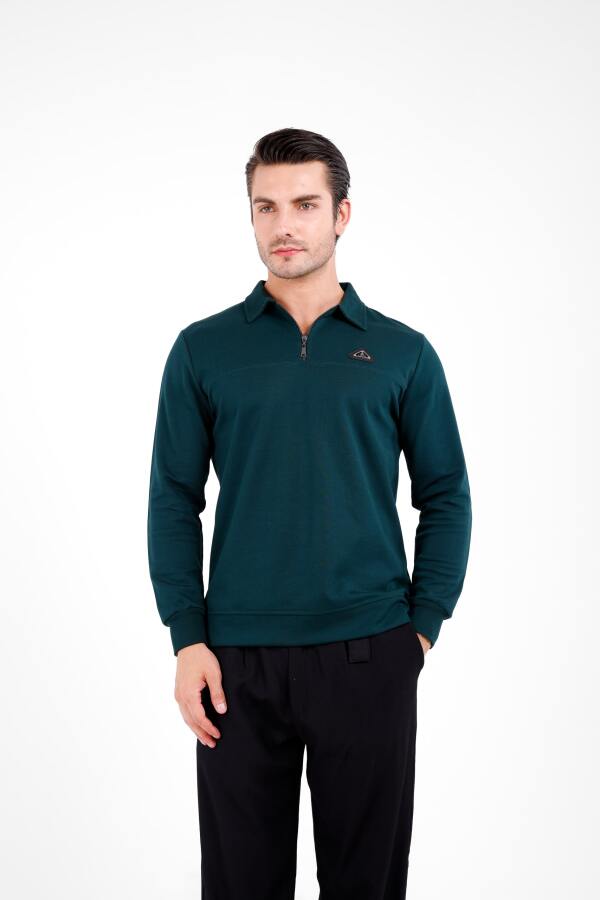 Gellum Uzun Kol Yarı Fermuarlı Kazak - Mint - Decas