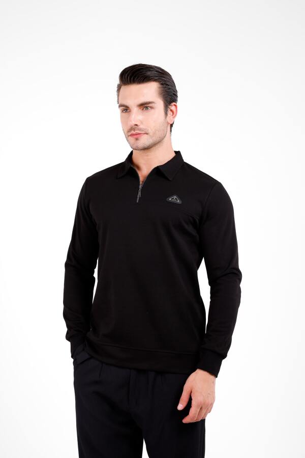 Gellum Uzun Kol Yarı Fermuarlı Kazak - Siyah - Decas (1)