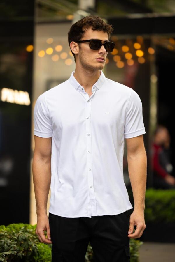 GLOVES Çıtçıt Düğme Slim Gömlek - Beyaz - Decas