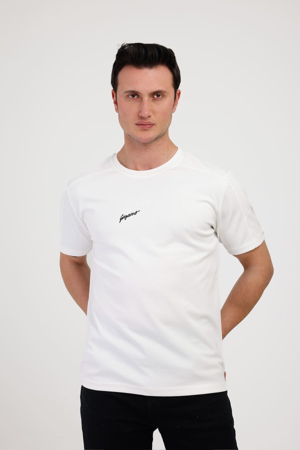 GORGEOUS Bisiklet Yaka Pamuklu Tişört - Beyaz - Decas