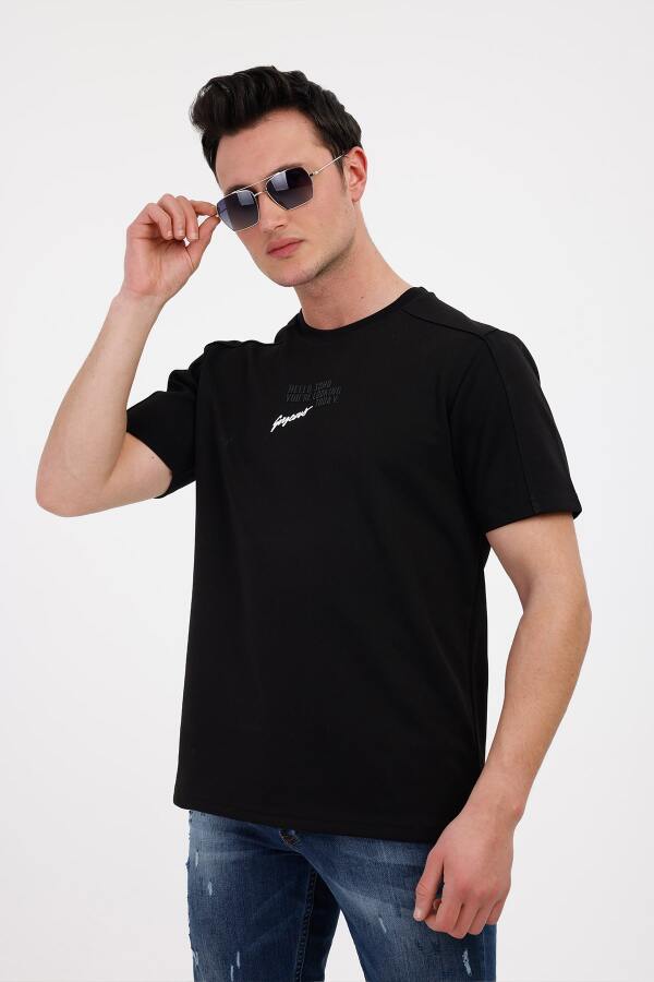 GORGEOUS Bisiklet Yaka Pamuklu Tişört - Siyah - Decas (1)