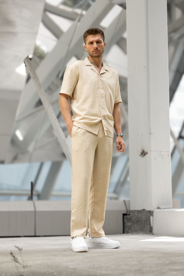 GUMMY Regular Fit Gömlek Takım - Bej - Decas