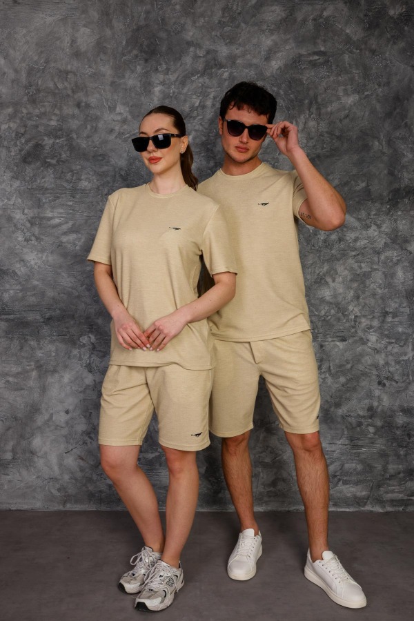 Litus Kadın & Erkek İkili Şort Takım - Bej - Decas (1)