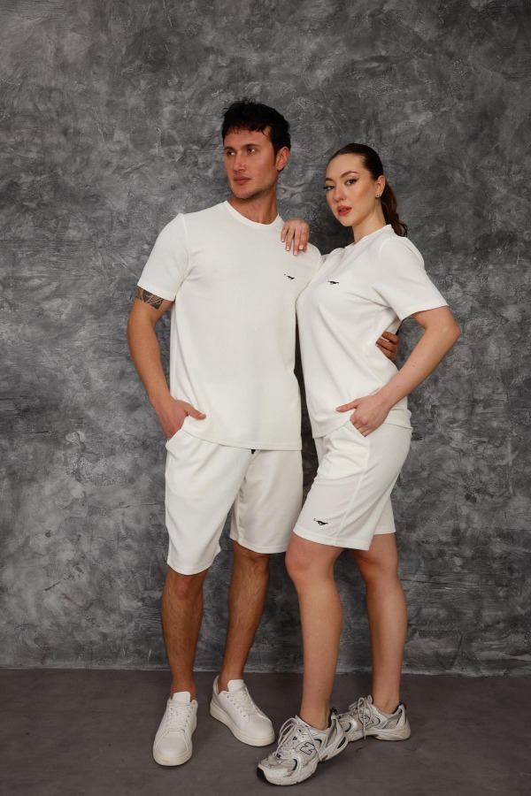 Litus Kadın & Erkek İkili Şort Takım - Beyaz - Decas