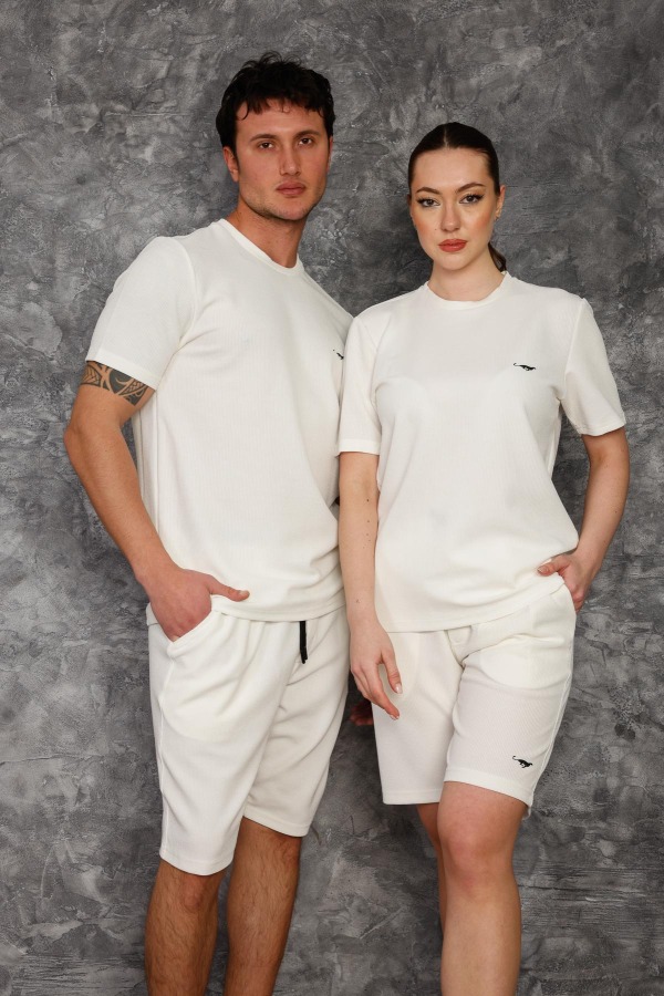 Litus Kadın & Erkek İkili Şort Takım - Beyaz - Decas (1)