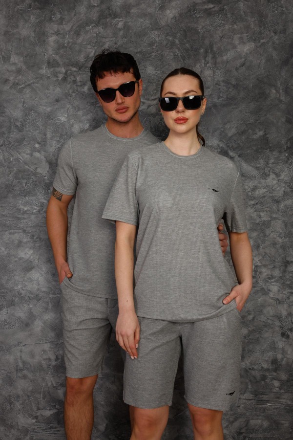 Litus Kadın & Erkek İkili Şort Takım - Gri - Decas (1)