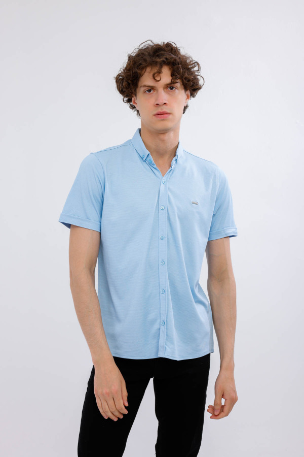 Lumen Kısa Kollu Gömlek - Açık Mavi - Decas