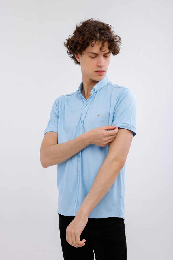 Lumen Kısa Kollu Gömlek - Açık Mavi - Decas (1)