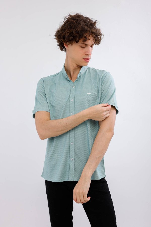 Lumen Kısa Kollu Gömlek - Açık Yeşil - Decas