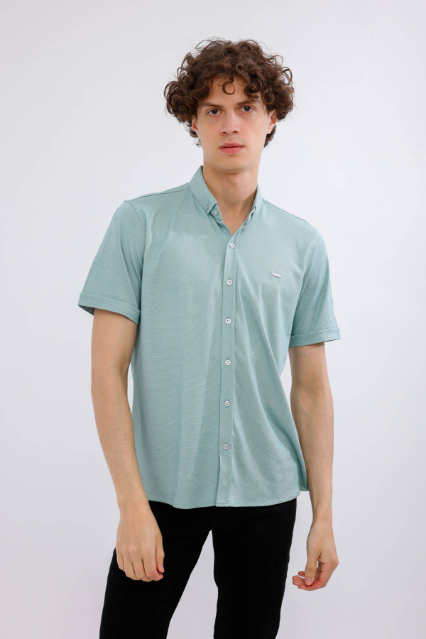 Lumen Kısa Kollu Gömlek - Açık Yeşil - Decas (1)