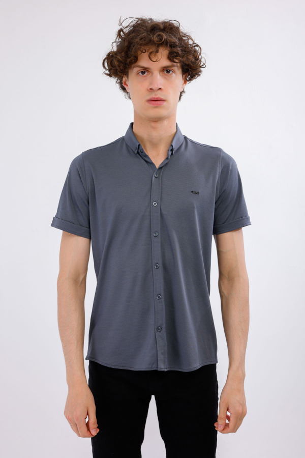 Lumen Kısa Kollu Gömlek - Antrasit - Decas