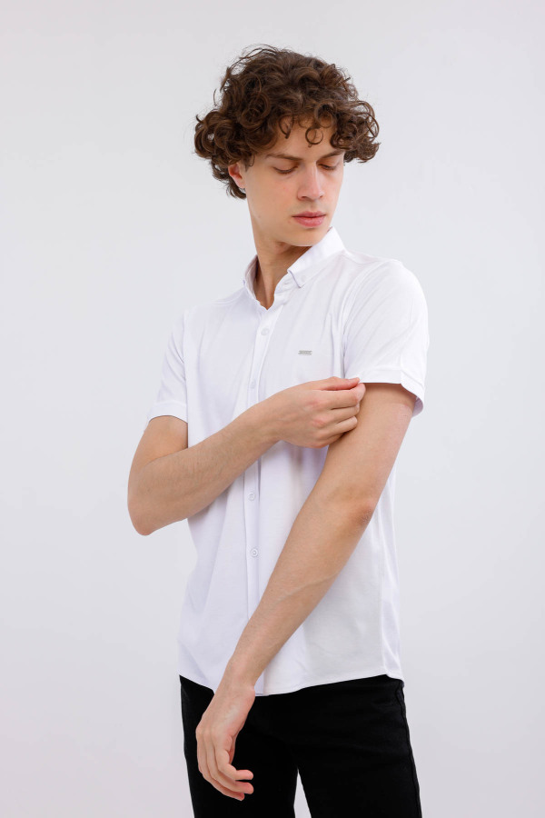 Lumen Kısa Kollu Gömlek - Beyaz - Decas (1)