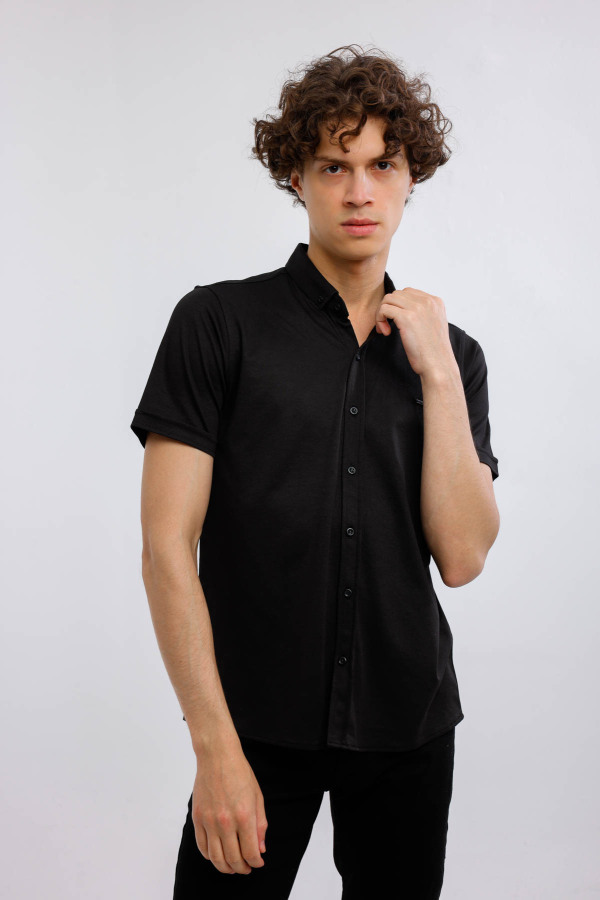 Lumen Kısa Kollu Gömlek - Siyah - Decas (1)