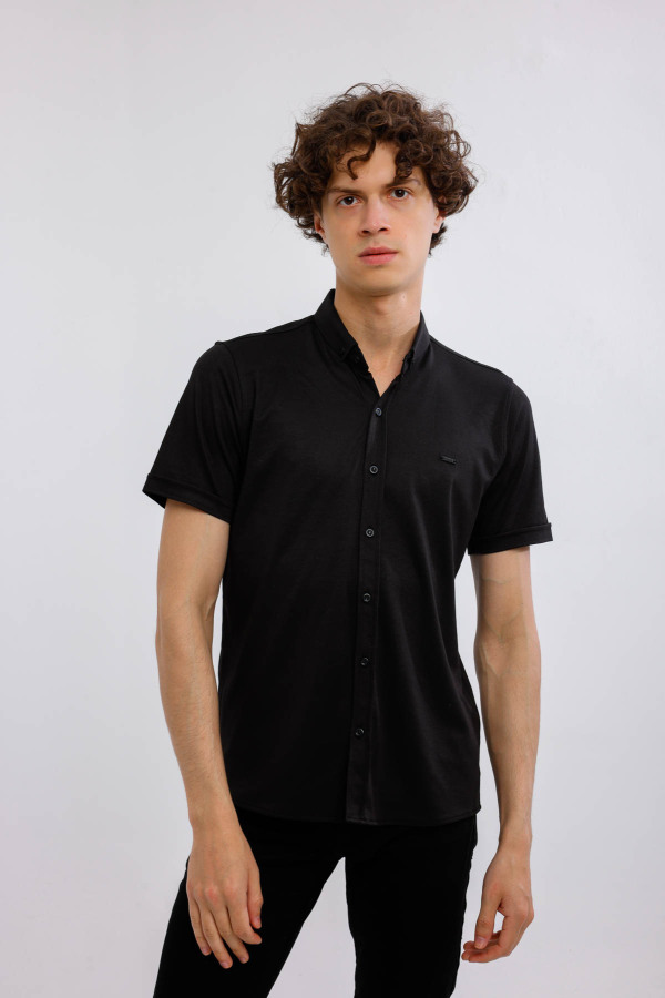 Lumen Kısa Kollu Gömlek - Siyah - Decas