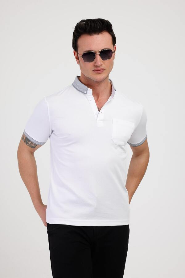 MAGNUS Polo Yaka Pamuklu Tişört - Beyaz - Decas