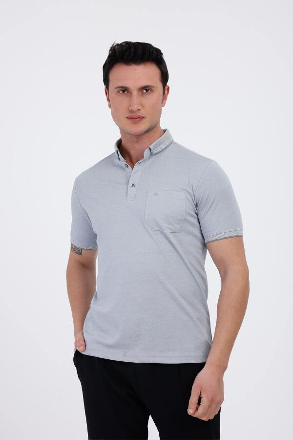 MAGNUS Polo Yaka Pamuklu Tişört - Gri - Decas