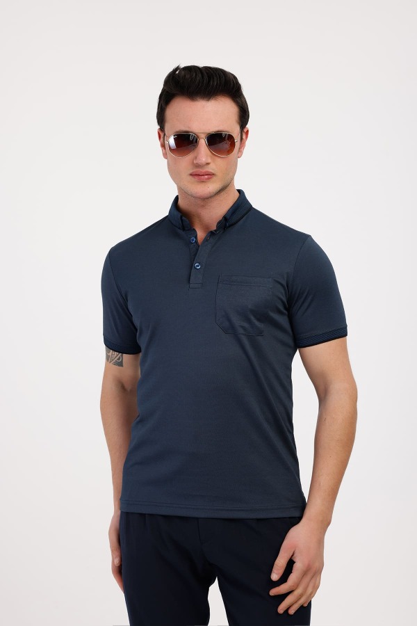 MAGNUS Polo Yaka Pamuklu Tişört - Lacivert - Decas